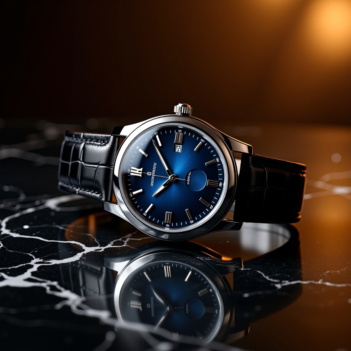 Automatikuhr mit blauem Zifferblatt